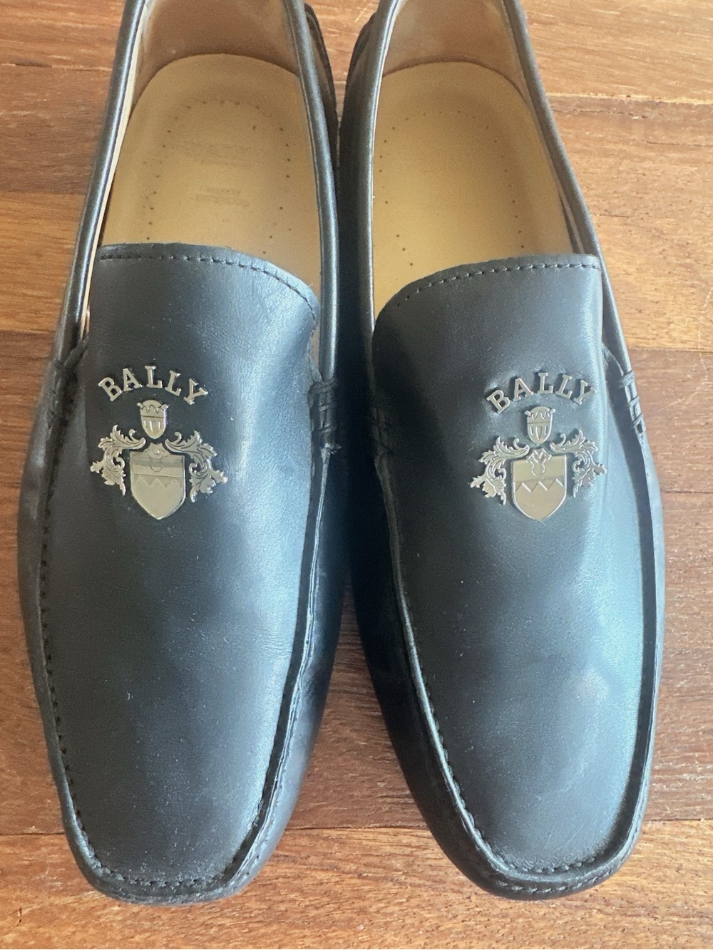 Bally Men’s Black Leather Driving Loafers Moccasins Slip On Shoes Luxury Size 8 - Picture 2 of 9